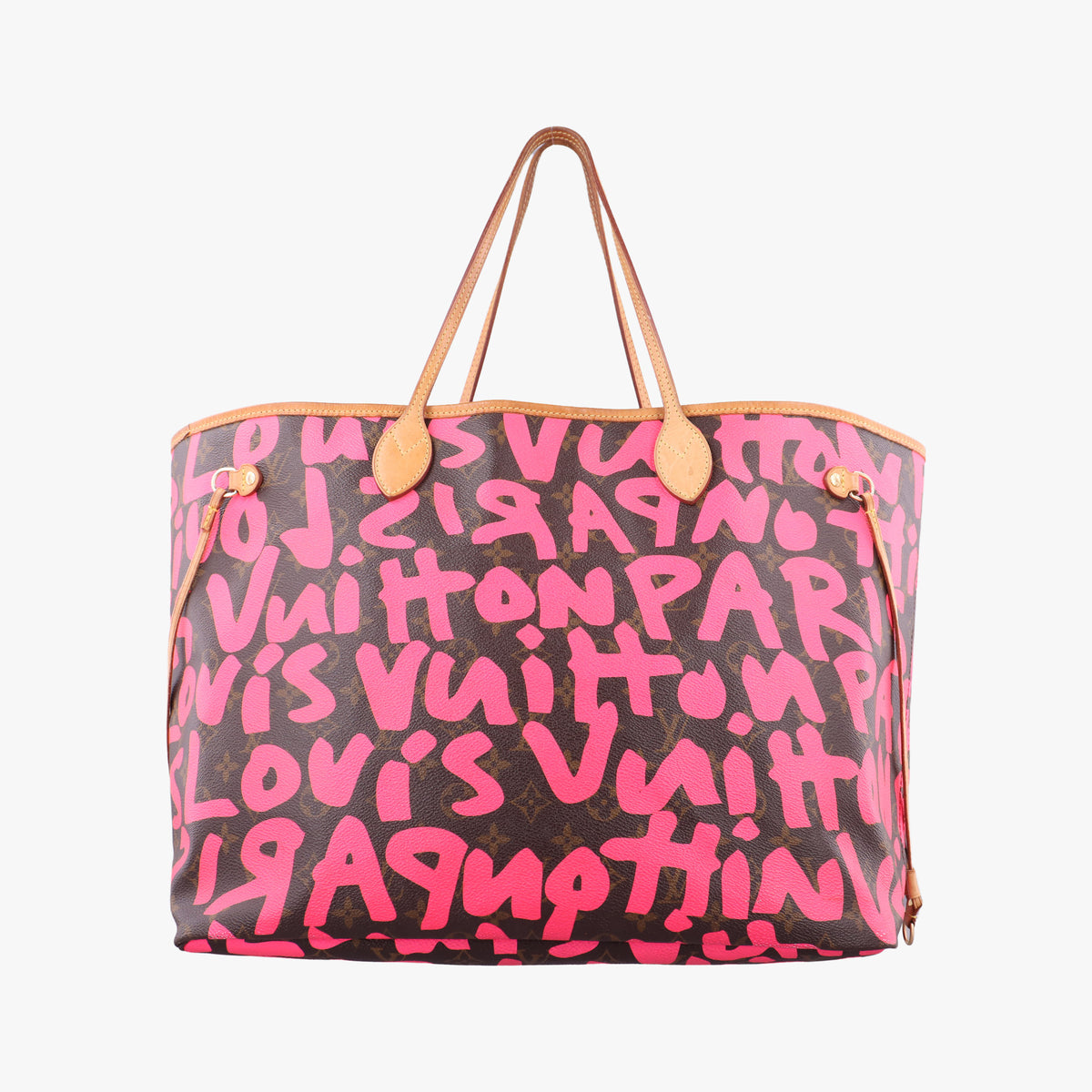 Secondhand Louis Vuitton Neverfull GM Pink × Brown Monogram Graffiti M93701 handbag | stylenewstar