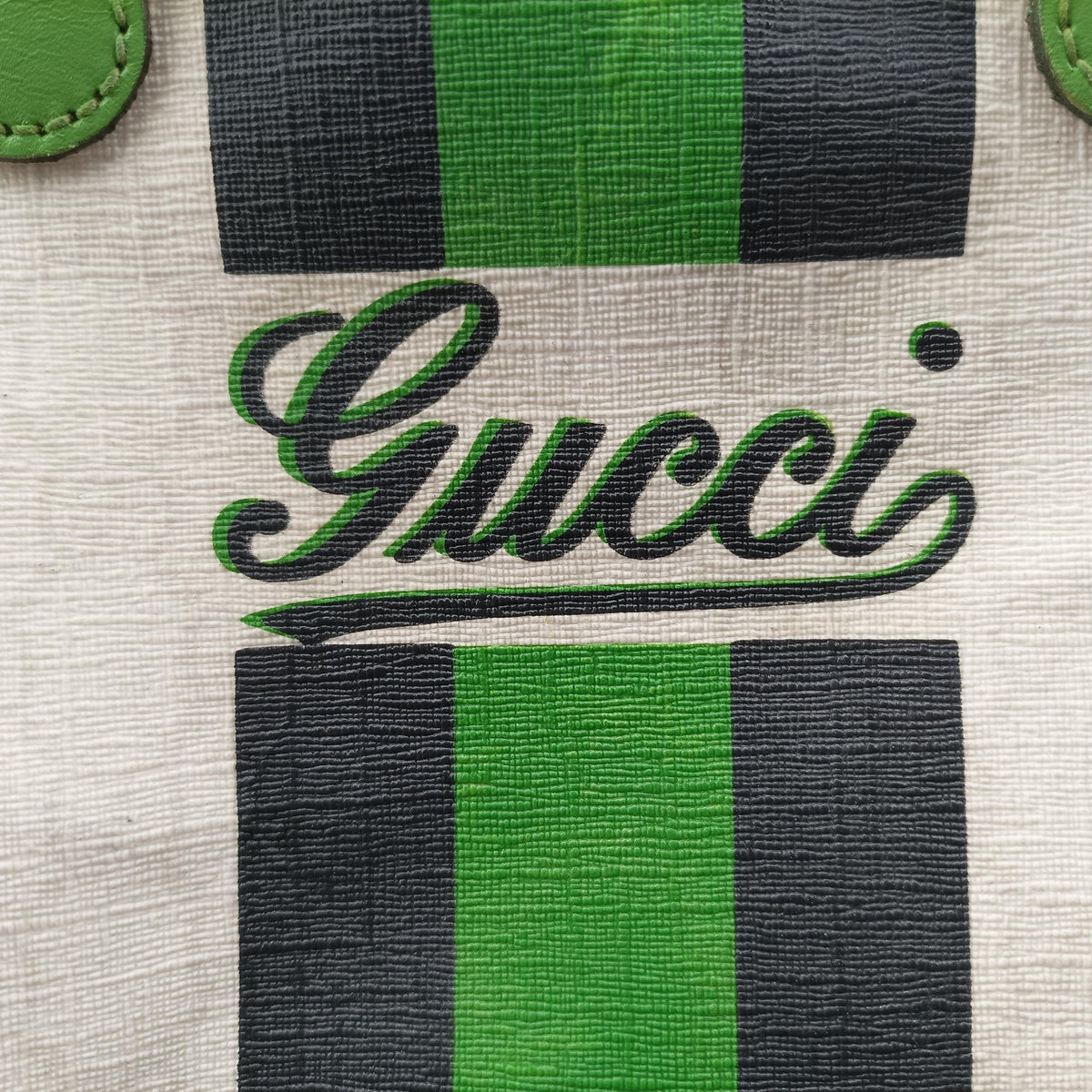Vintage Gucci UNICEF Joy Green x White x Black PVC coated canvas 189895 handbag | stylenewstar