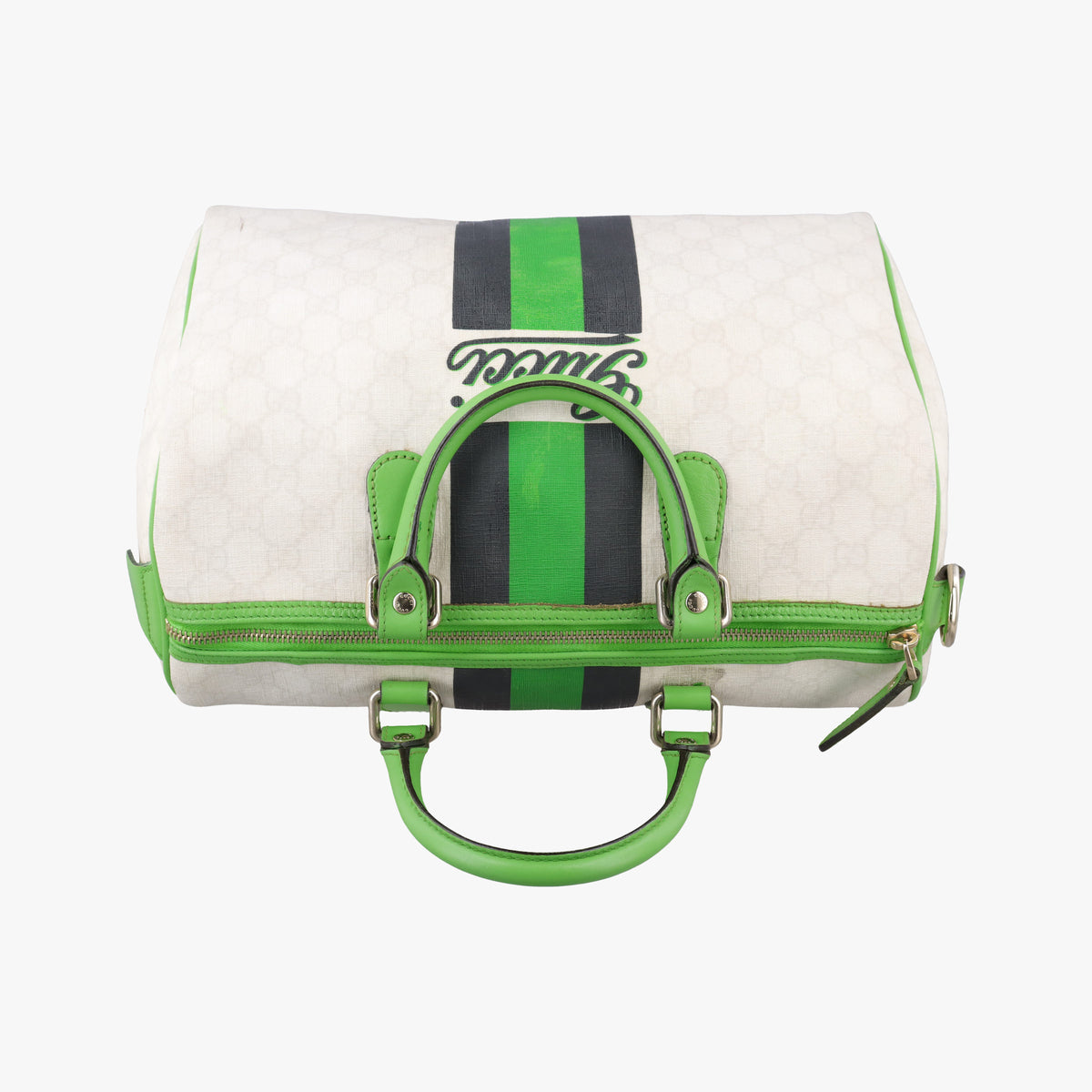 Vintage Gucci UNICEF Joy Green x White x Black PVC coated canvas 189895 handbag | stylenewstar