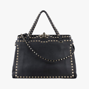 Pre-owned Valentino Rockstud Black Leather  shoulderbag | stylenewstar