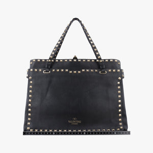 Pre-owned Valentino Rockstud Black Leather  shoulderbag | stylenewstar