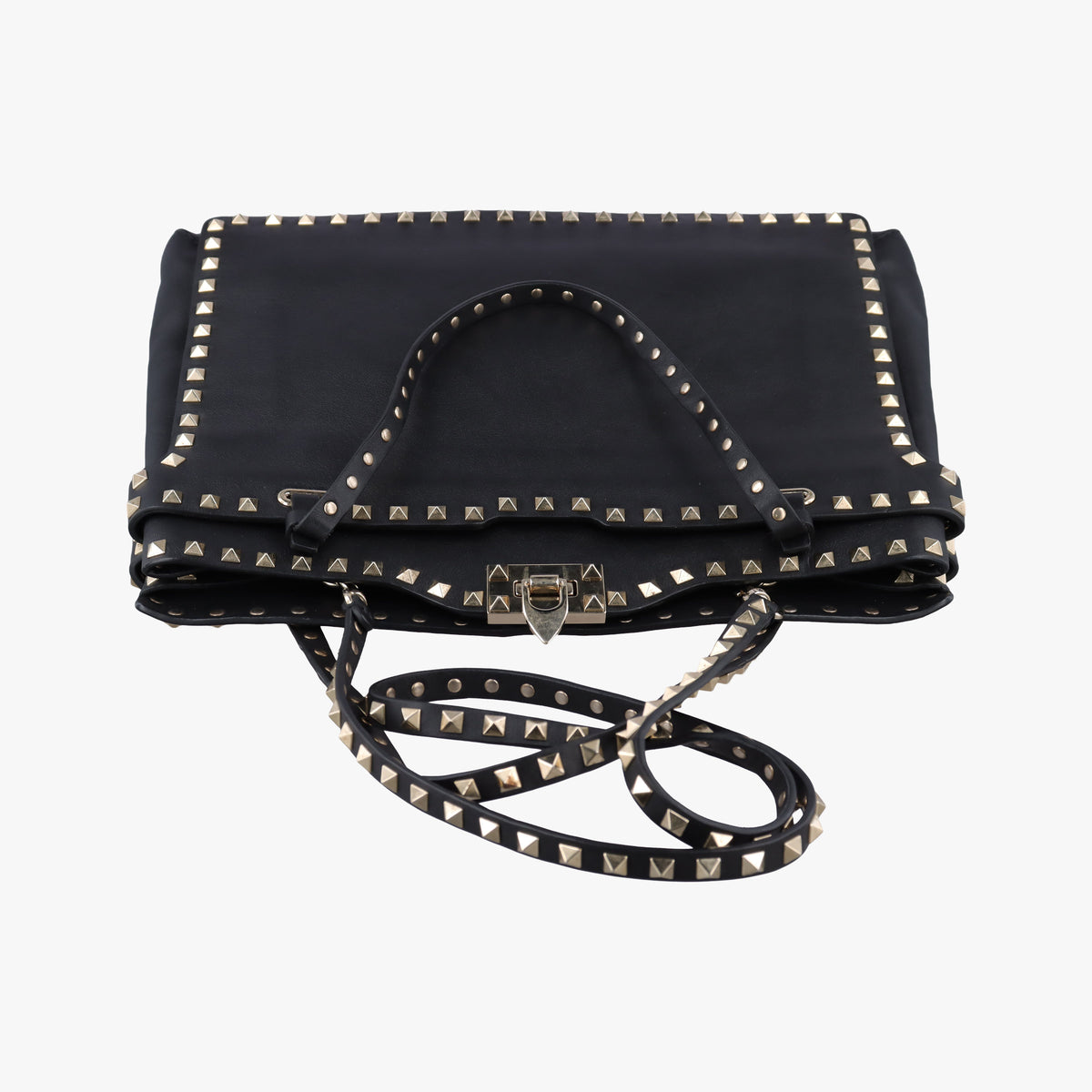 Pre-owned Valentino Rockstud Black Leather  shoulderbag | stylenewstar