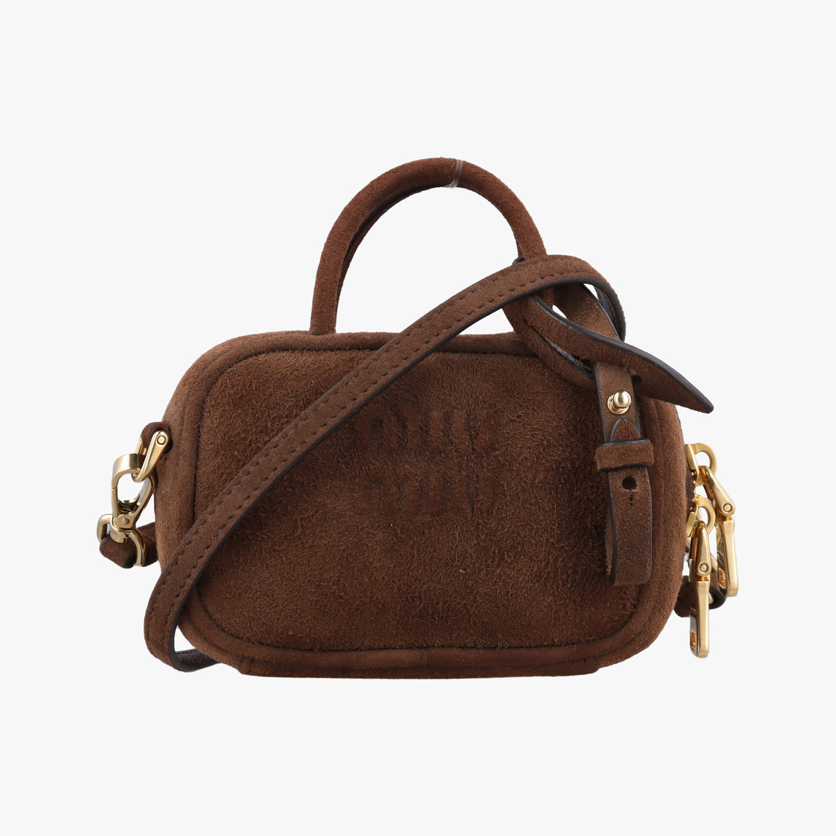 Pre-owned Miu Miu Micro Beau Brown Suede  shoulderbag | stylenewstar