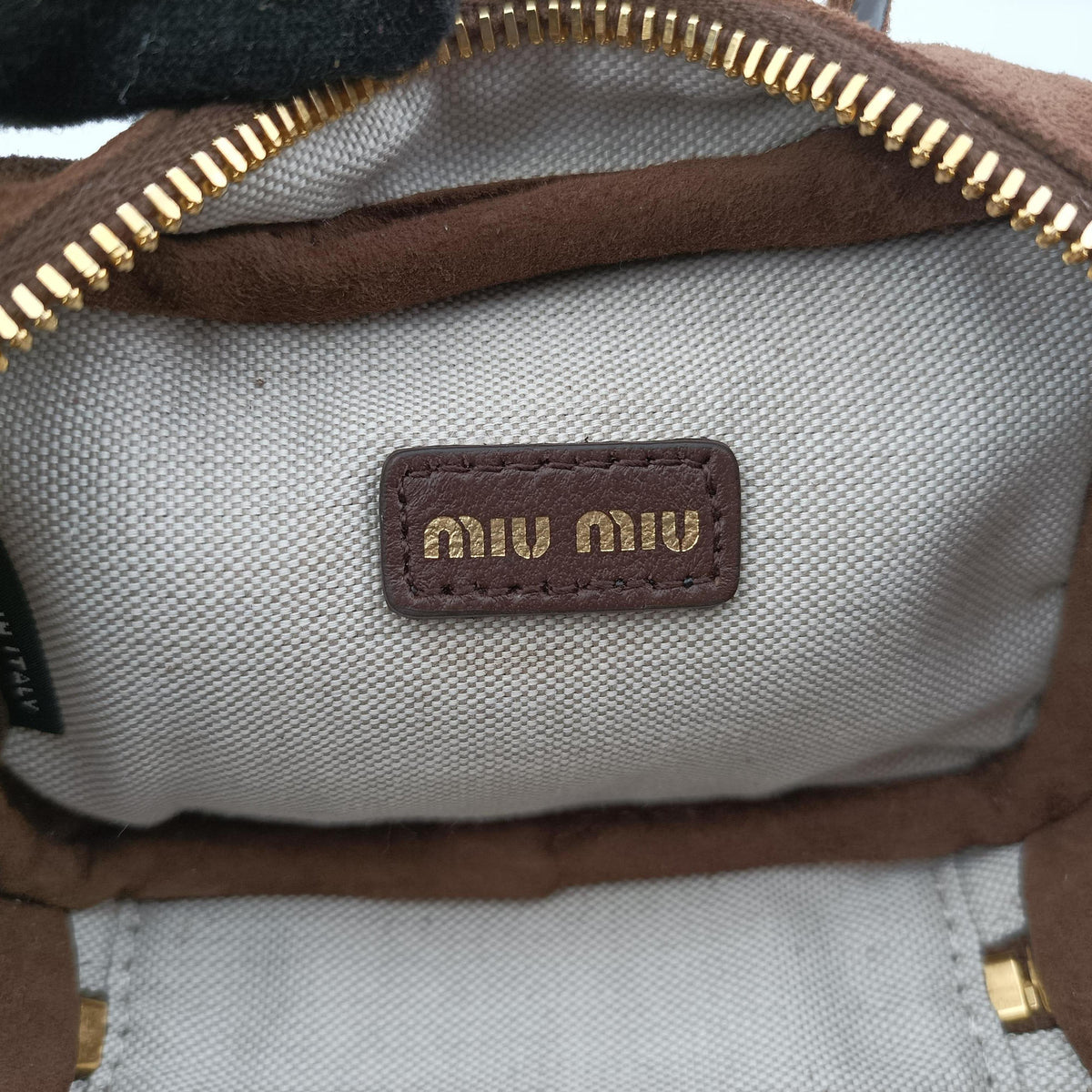 Pre-owned Miu Miu Micro Beau Brown Suede  shoulderbag | stylenewstar