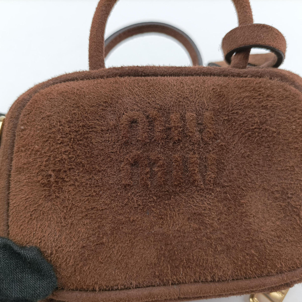Pre-owned Miu Miu Micro Beau Brown Suede  shoulderbag | stylenewstar