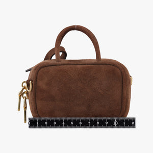 Pre-owned Miu Miu Micro Beau Brown Suede  shoulderbag | stylenewstar