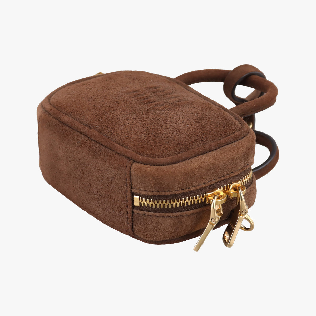 Pre-owned Miu Miu Micro Beau Brown Suede  shoulderbag | stylenewstar