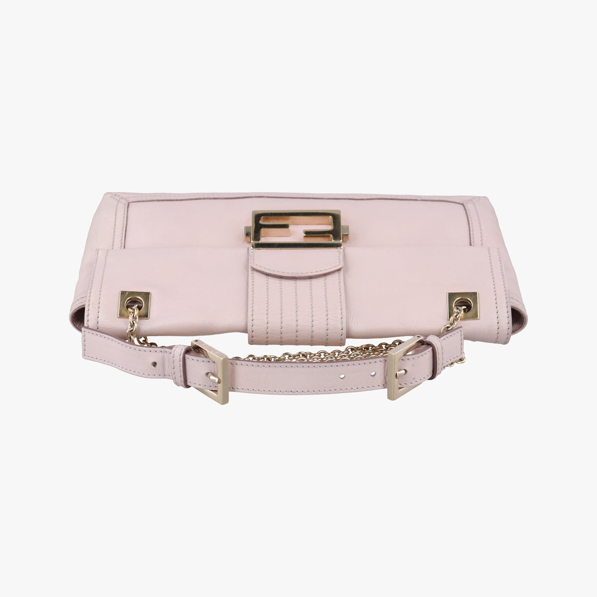 Pre-owned Fendi Baguette Chain Flap Pink Leather 8BT139 shoulderbag | stylenewstar