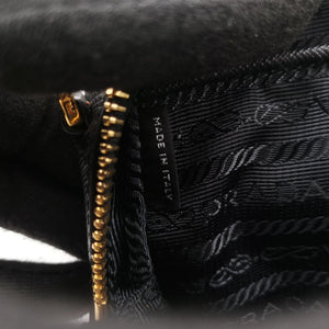 Vintage Prada Ribbon Mini Pochette Black SAFFIANO Leather 1NF674 clutchbag | stylenewstar