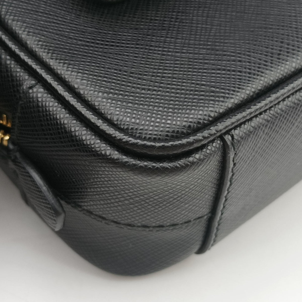 Vintage Prada Ribbon Mini Pochette Black SAFFIANO Leather 1NF674 clutchbag | stylenewstar