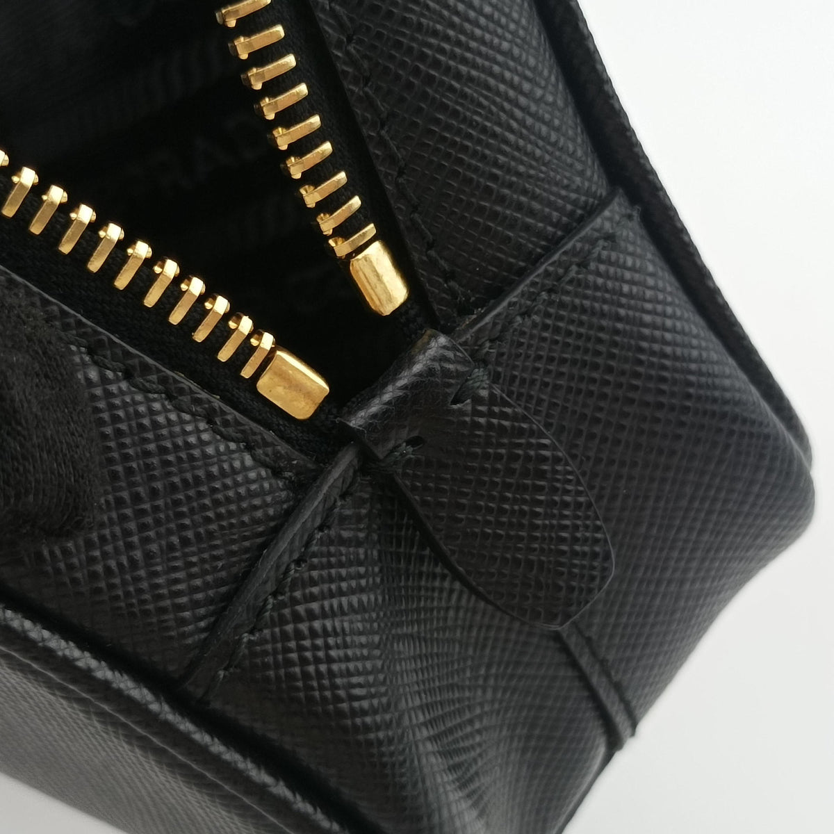 Vintage Prada Ribbon Mini Pochette Black SAFFIANO Leather 1NF674 clutchbag | stylenewstar