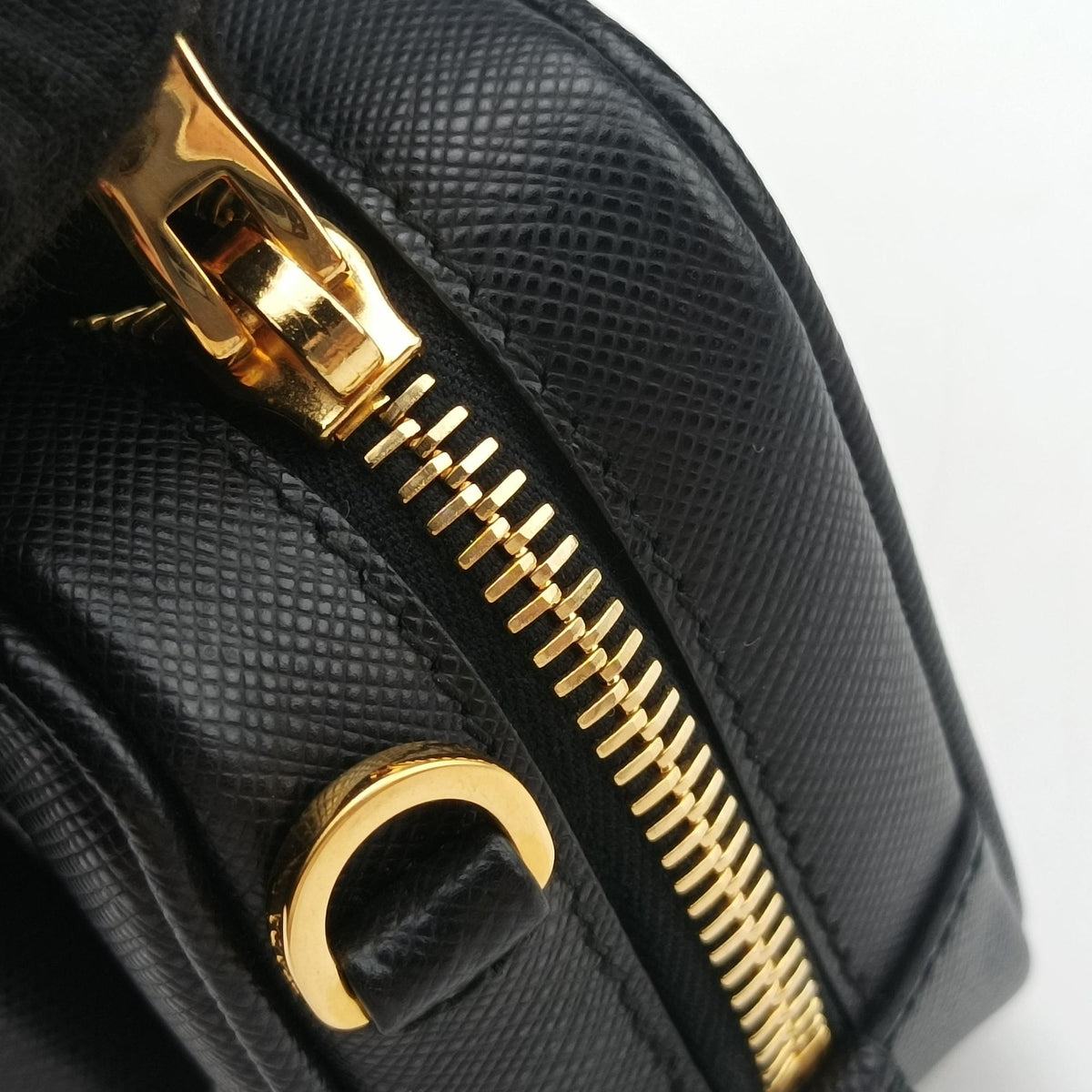 Vintage Prada Ribbon Mini Pochette Black SAFFIANO Leather 1NF674 clutchbag | stylenewstar