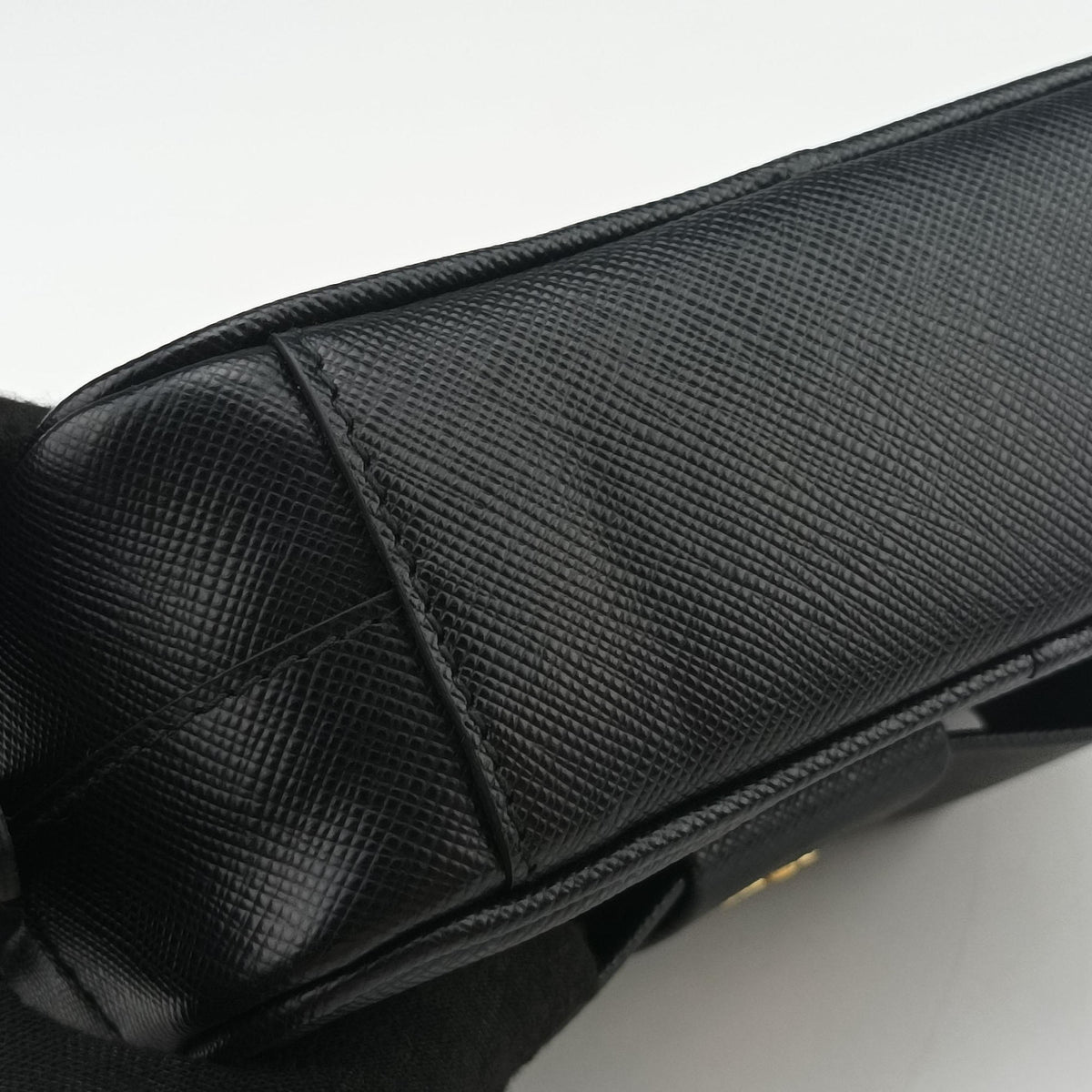 Vintage Prada Ribbon Mini Pochette Black SAFFIANO Leather 1NF674 clutchbag | stylenewstar