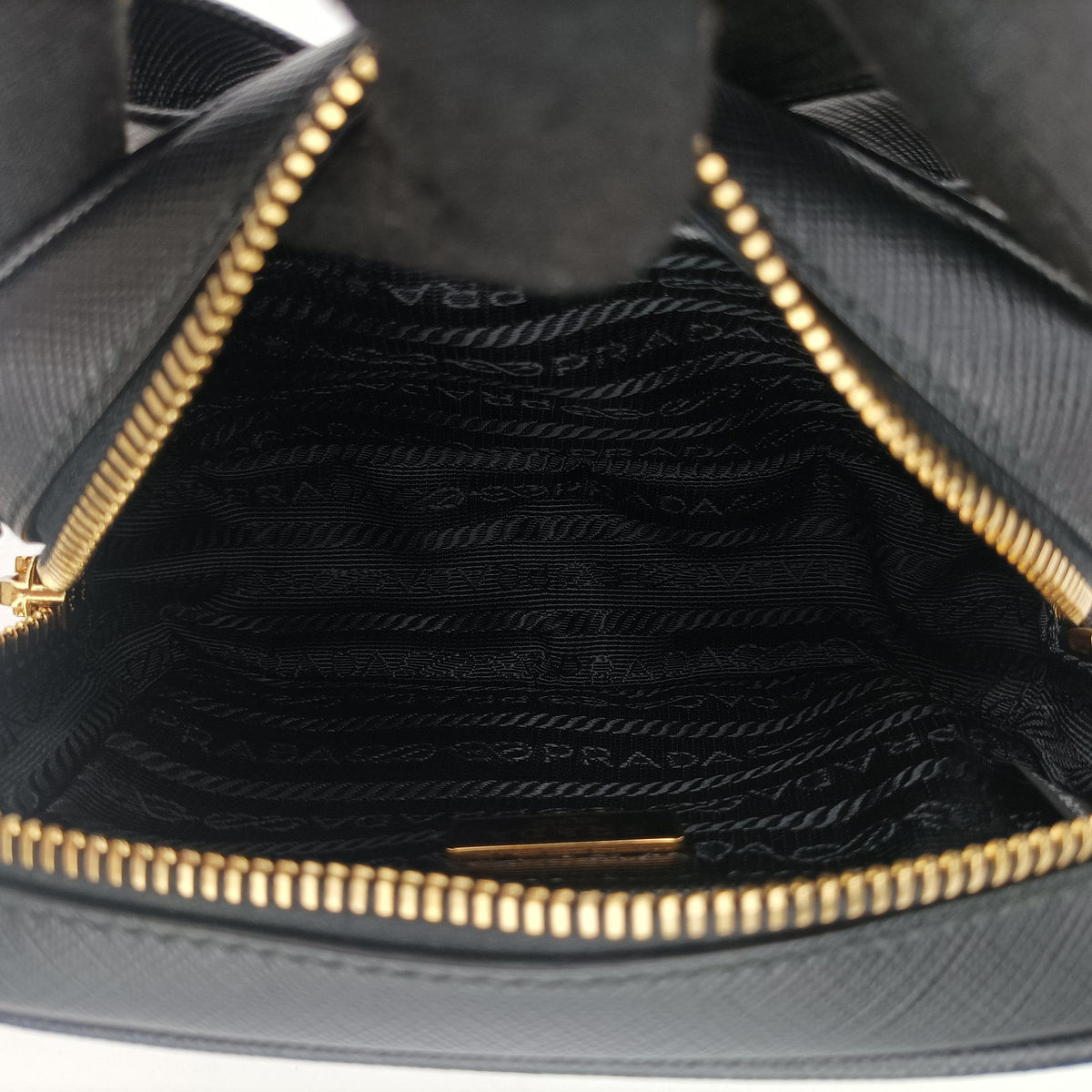 Vintage Prada Ribbon Mini Pochette Black SAFFIANO Leather 1NF674 clutchbag | stylenewstar