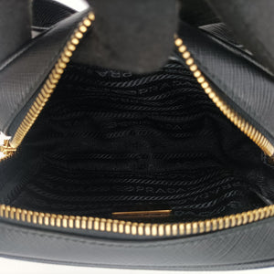 Vintage Prada Ribbon Mini Pochette Black SAFFIANO Leather 1NF674 clutchbag | stylenewstar