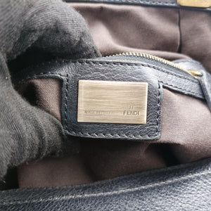 Vintage Fendi Toile de Cuir Black Leather 8BR579 handbag | stylenewstar