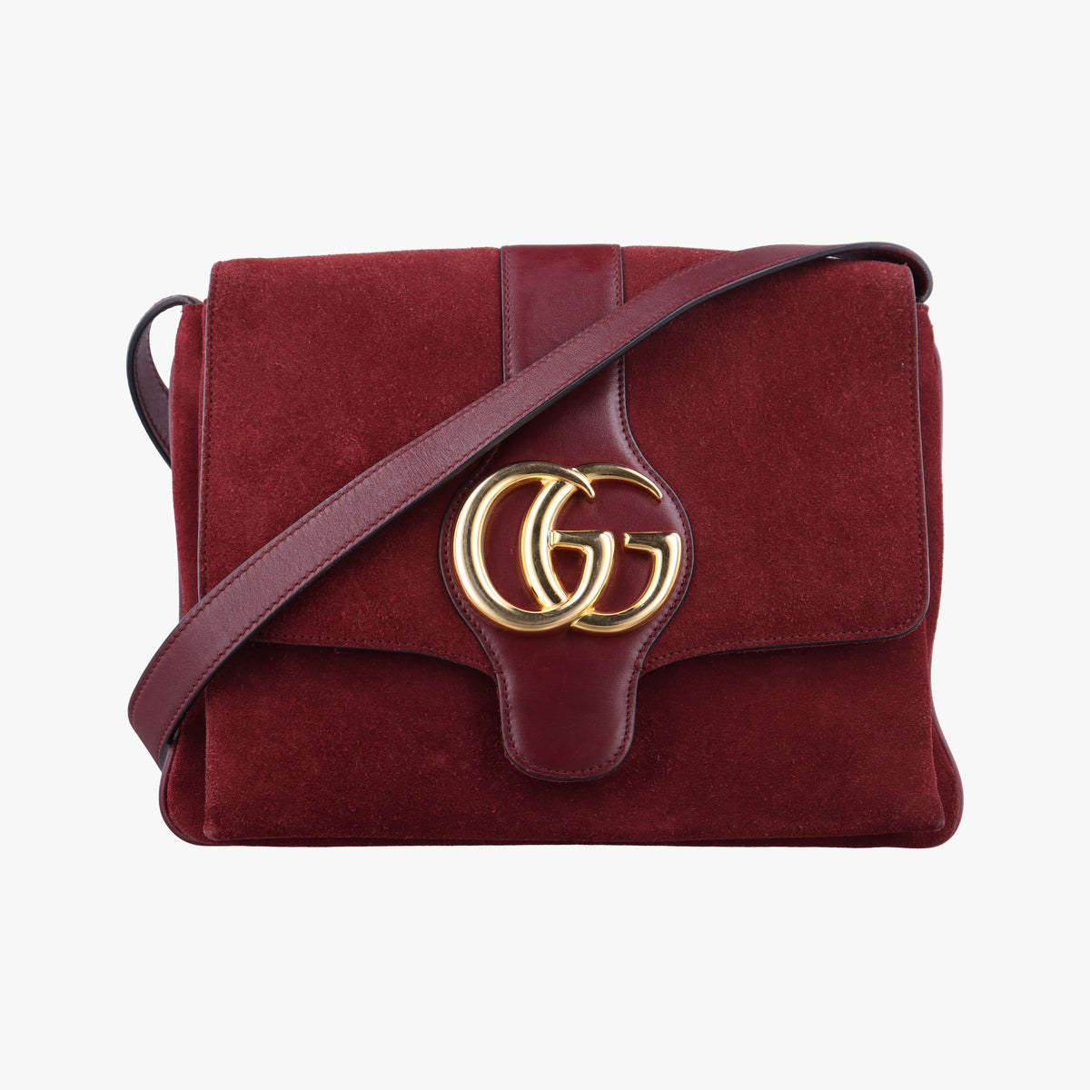 Pre-owned Gucci Arli Burgundy Suede×leather 550126 shoulderbag | stylenewstar
