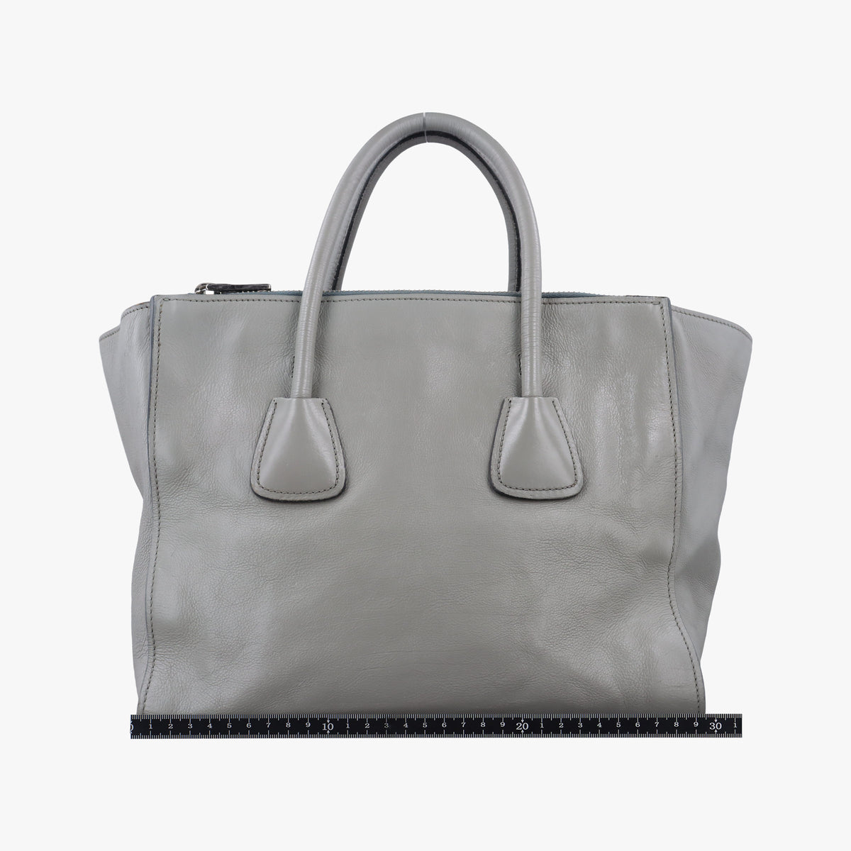 Secondhand Prada Glace Twin Pocket Tote Grey leather B2625M handbag | stylenewstar