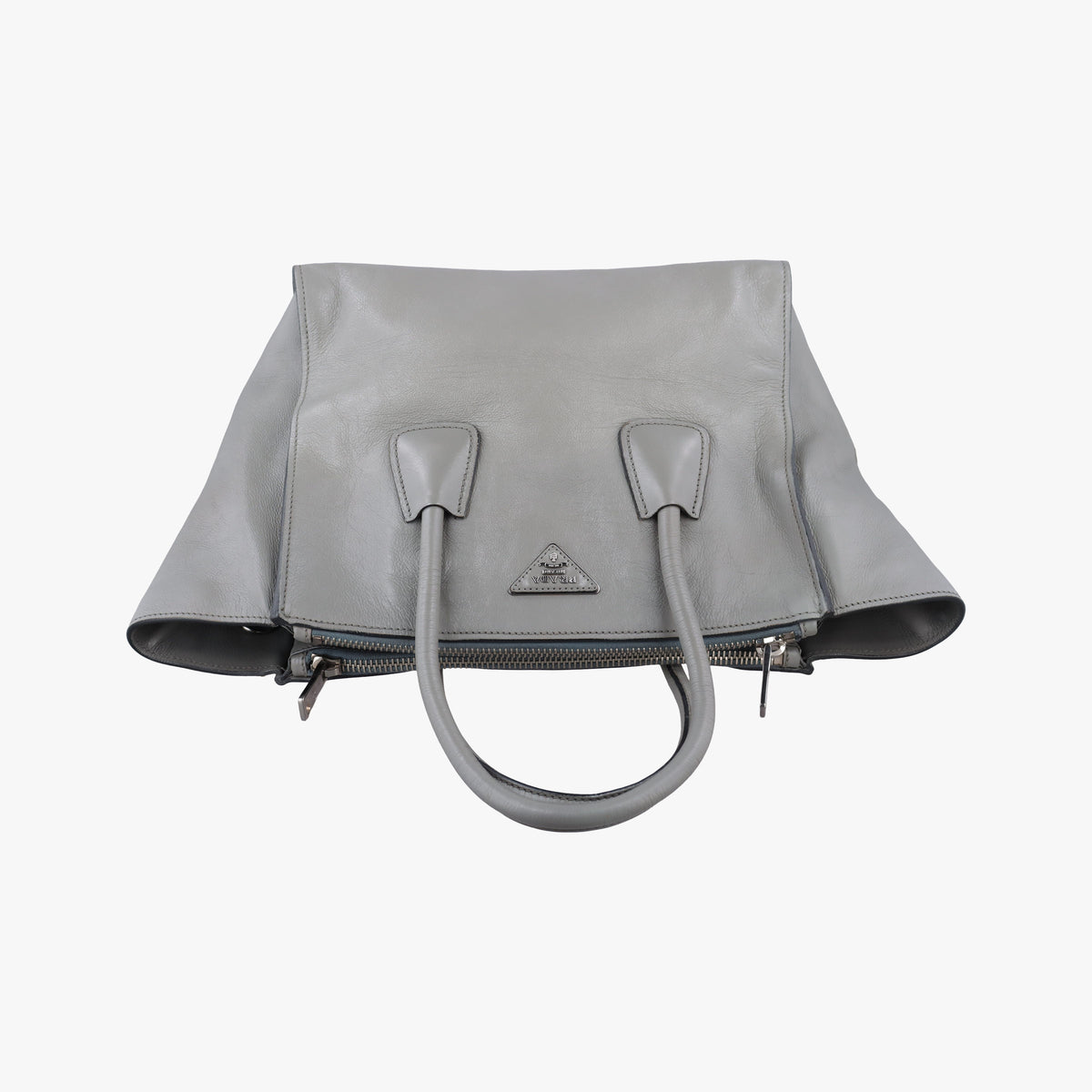 Secondhand Prada Glace Twin Pocket Tote Grey leather B2625M handbag | stylenewstar