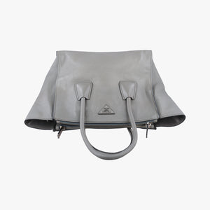 Secondhand Prada Glace Twin Pocket Tote Grey leather B2625M handbag | stylenewstar