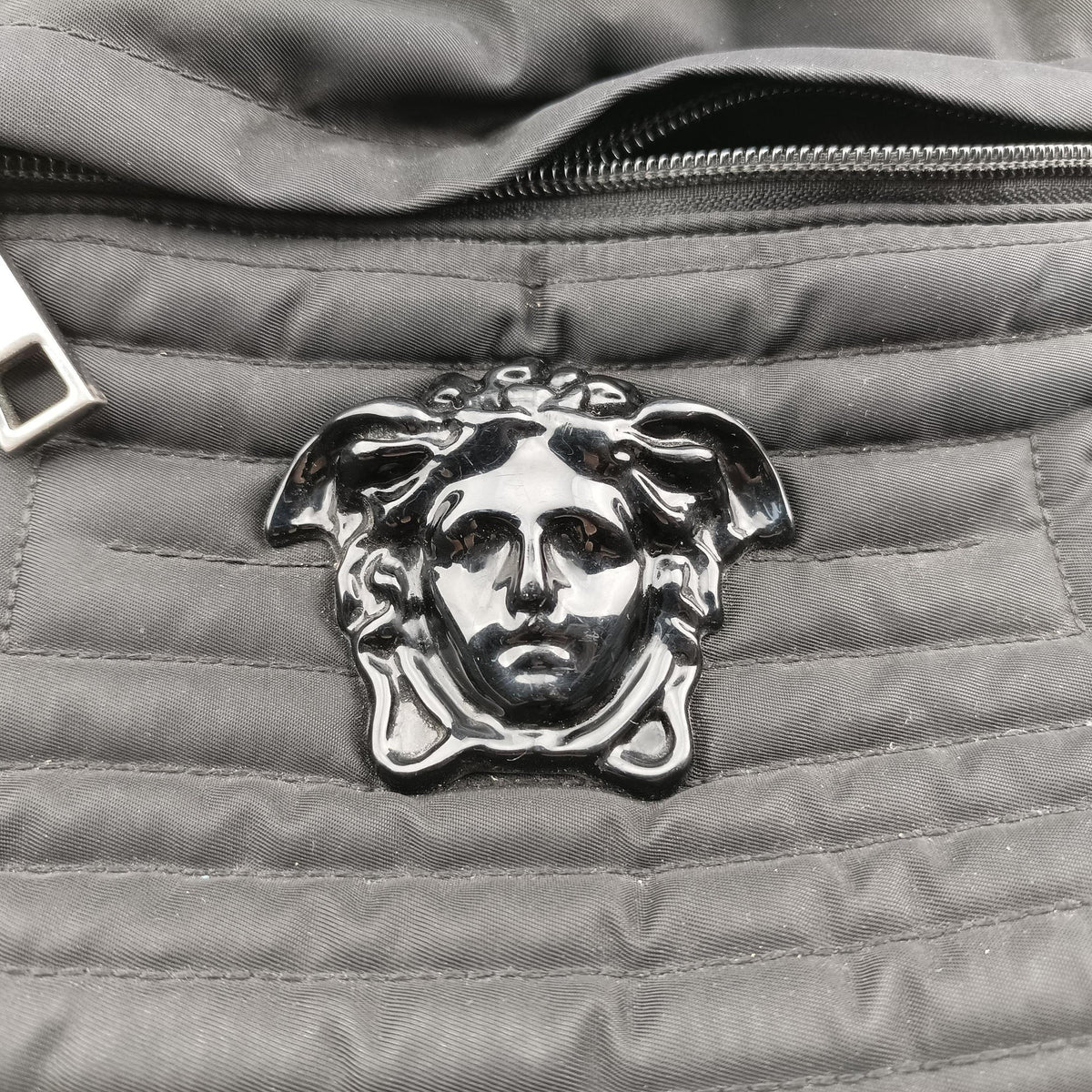 Pre-owned VERSACE La Medusa Black nylon  backpack/rucksack | stylenewstar