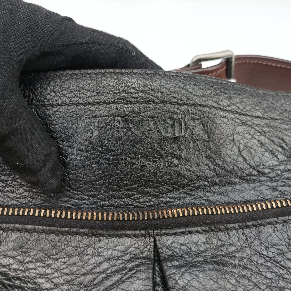 Pre-owned Prada Logo Black Leather VA0802 shoulderbag | stylenewstar