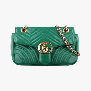 Pre-owned Gucci GG Marmont Green Leather 443497 shoulderbag | stylenewstar