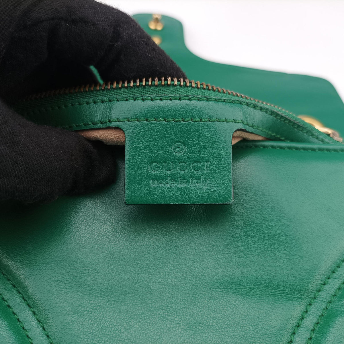 Pre-owned Gucci GG Marmont Green Leather 443497 shoulderbag | stylenewstar
