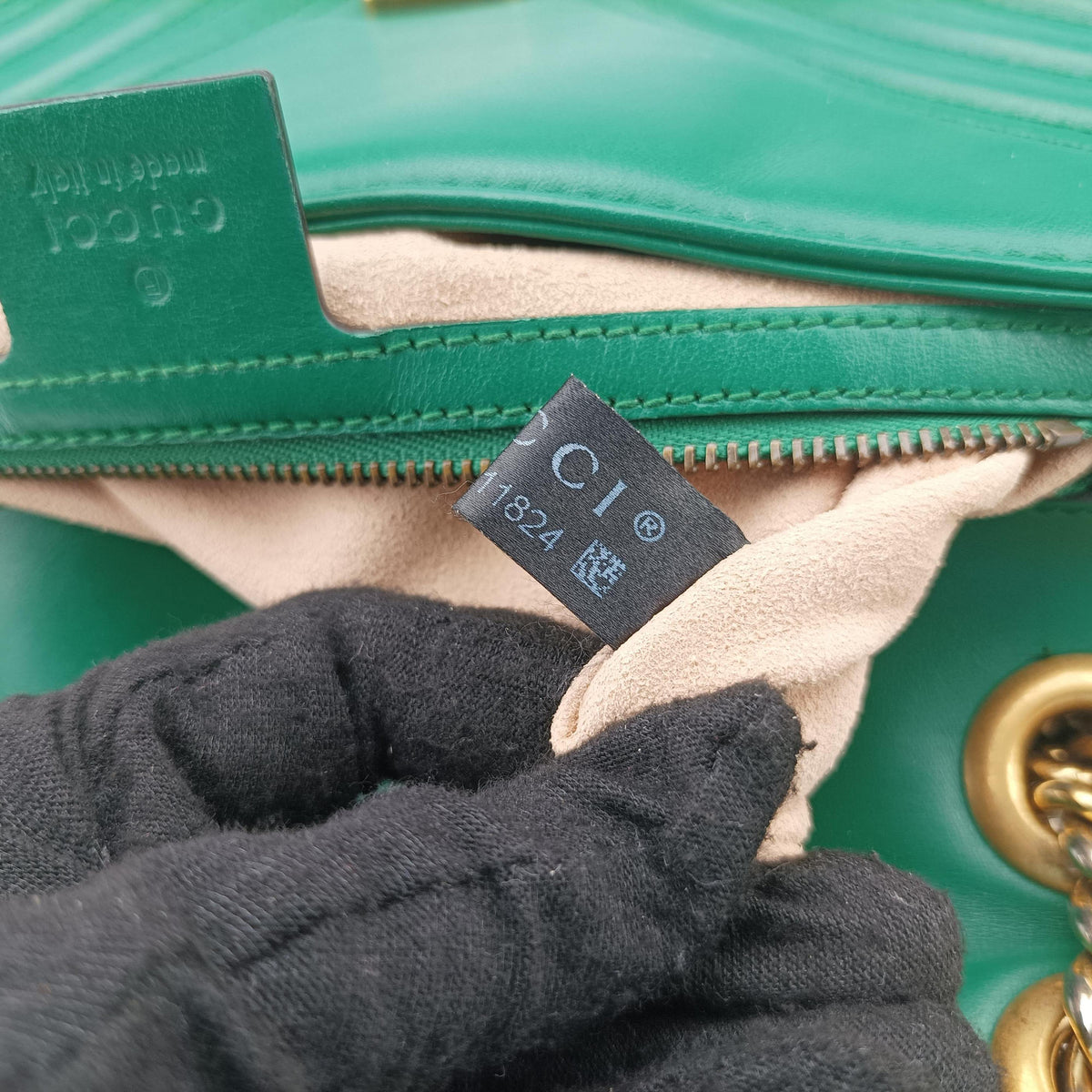 Pre-owned Gucci GG Marmont Green Leather 443497 shoulderbag | stylenewstar