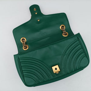 Pre-owned Gucci GG Marmont Green Leather 443497 shoulderbag | stylenewstar