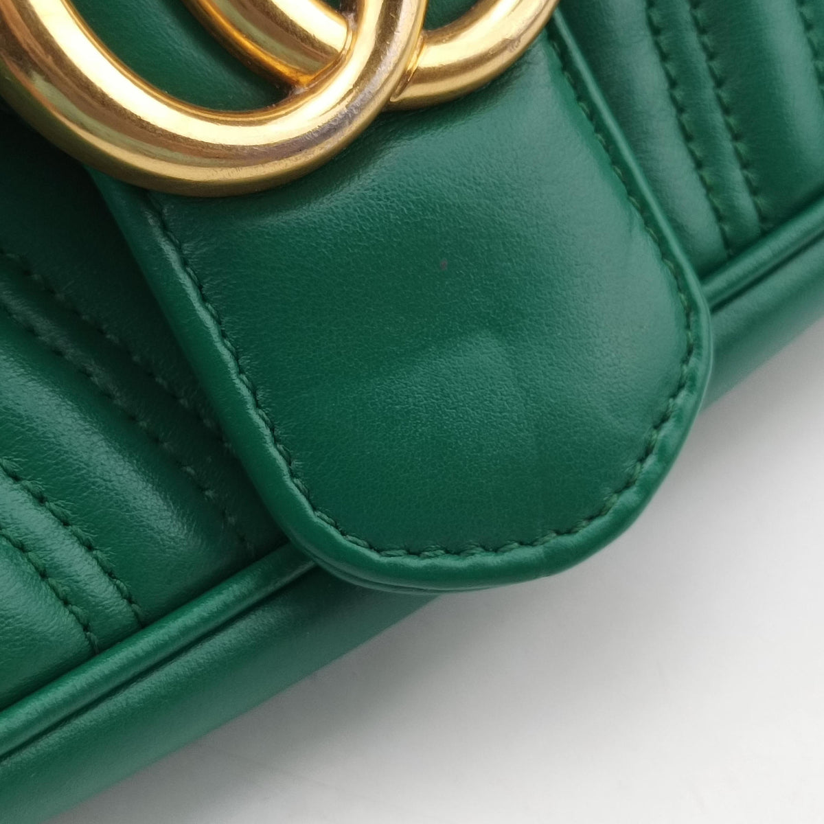 Pre-owned Gucci GG Marmont Green Leather 443497 shoulderbag | stylenewstar
