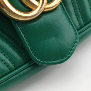 Pre-owned Gucci GG Marmont Green Leather 443497 shoulderbag | stylenewstar