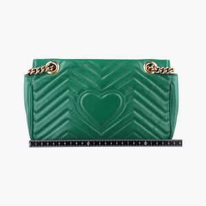 Pre-owned Gucci GG Marmont Green Leather 443497 shoulderbag | stylenewstar