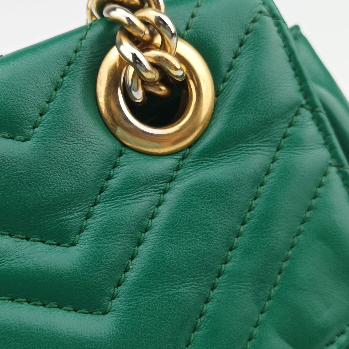 Pre-owned Gucci GG Marmont Green Leather 443497 shoulderbag | stylenewstar