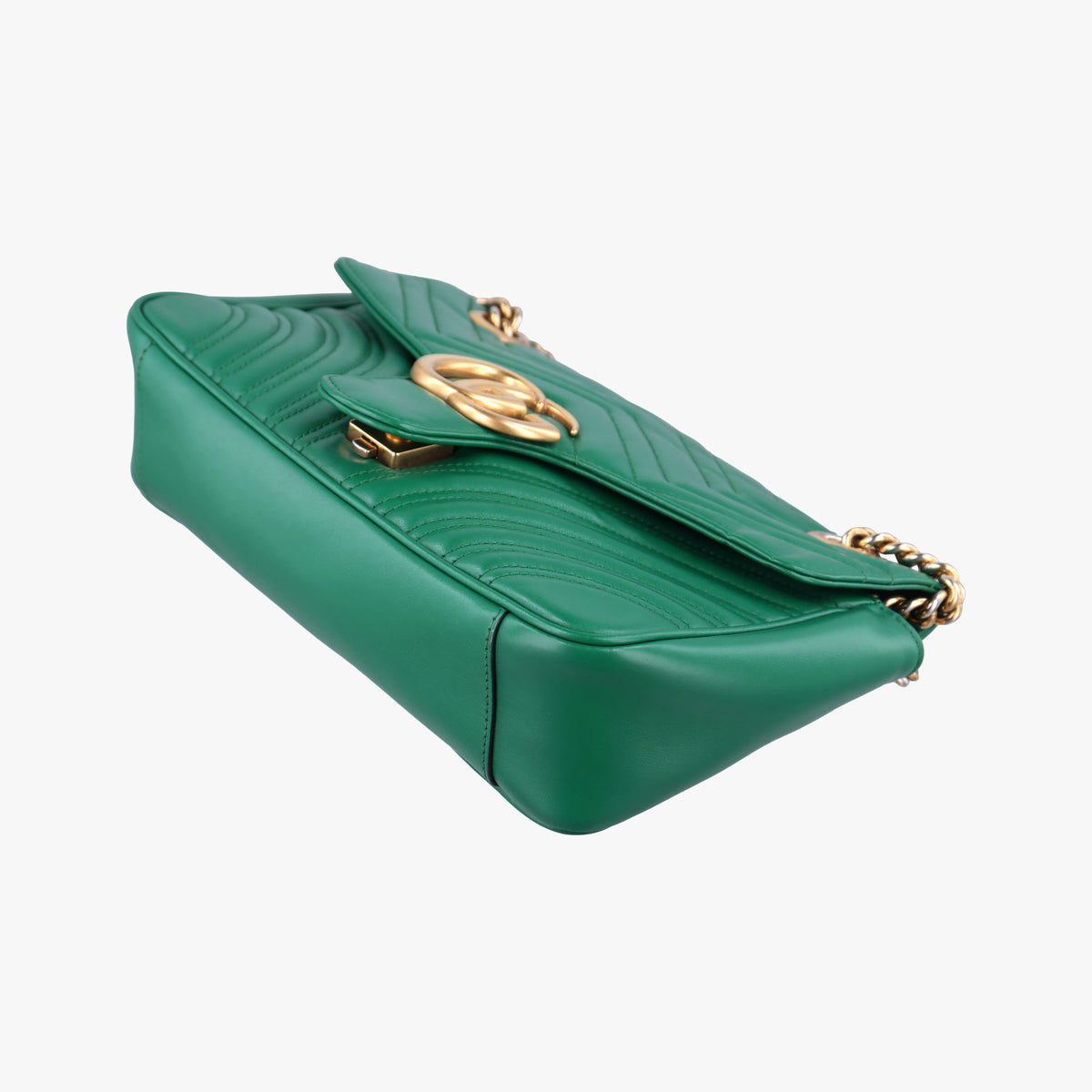 Pre-owned Gucci GG Marmont Green Leather 443497 shoulderbag | stylenewstar