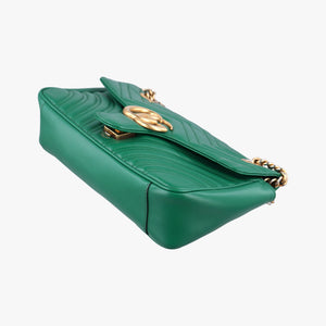 Pre-owned Gucci GG Marmont Green Leather 443497 shoulderbag | stylenewstar