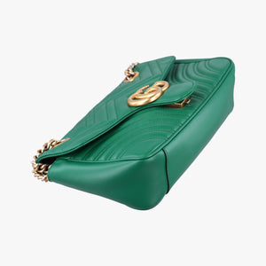 Pre-owned Gucci GG Marmont Green Leather 443497 shoulderbag | stylenewstar