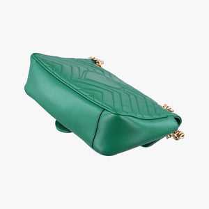 Pre-owned Gucci GG Marmont Green Leather 443497 shoulderbag | stylenewstar