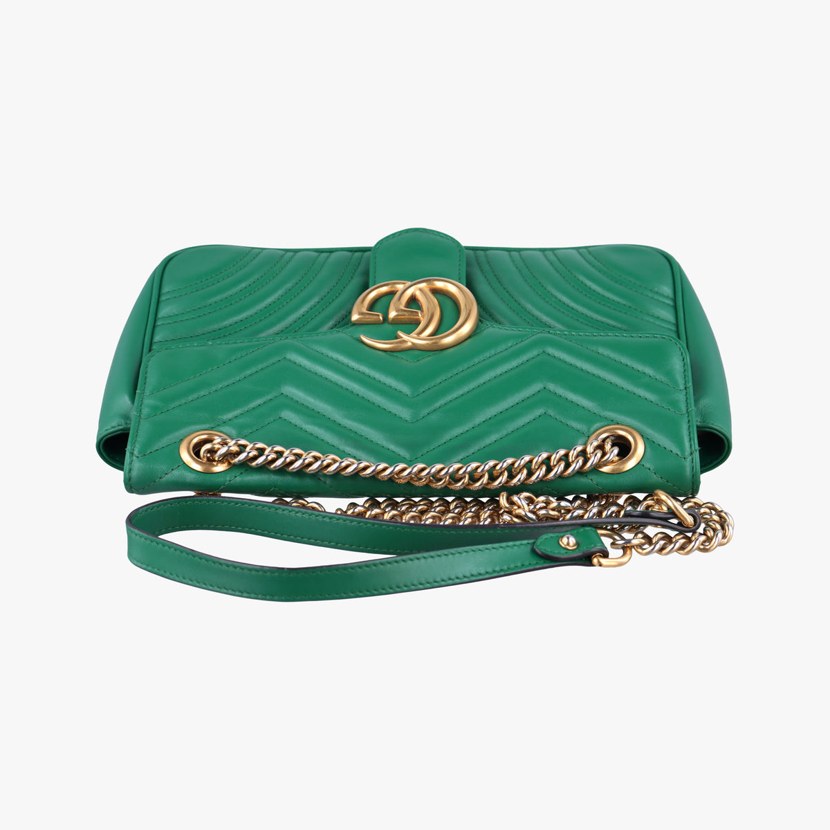 Pre-owned Gucci GG Marmont Green Leather 443497 shoulderbag | stylenewstar