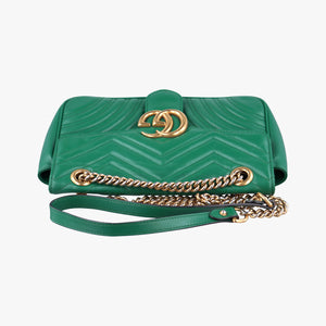Pre-owned Gucci GG Marmont Green Leather 443497 shoulderbag | stylenewstar