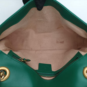 Pre-owned Gucci GG Marmont Green Leather 443497 shoulderbag | stylenewstar