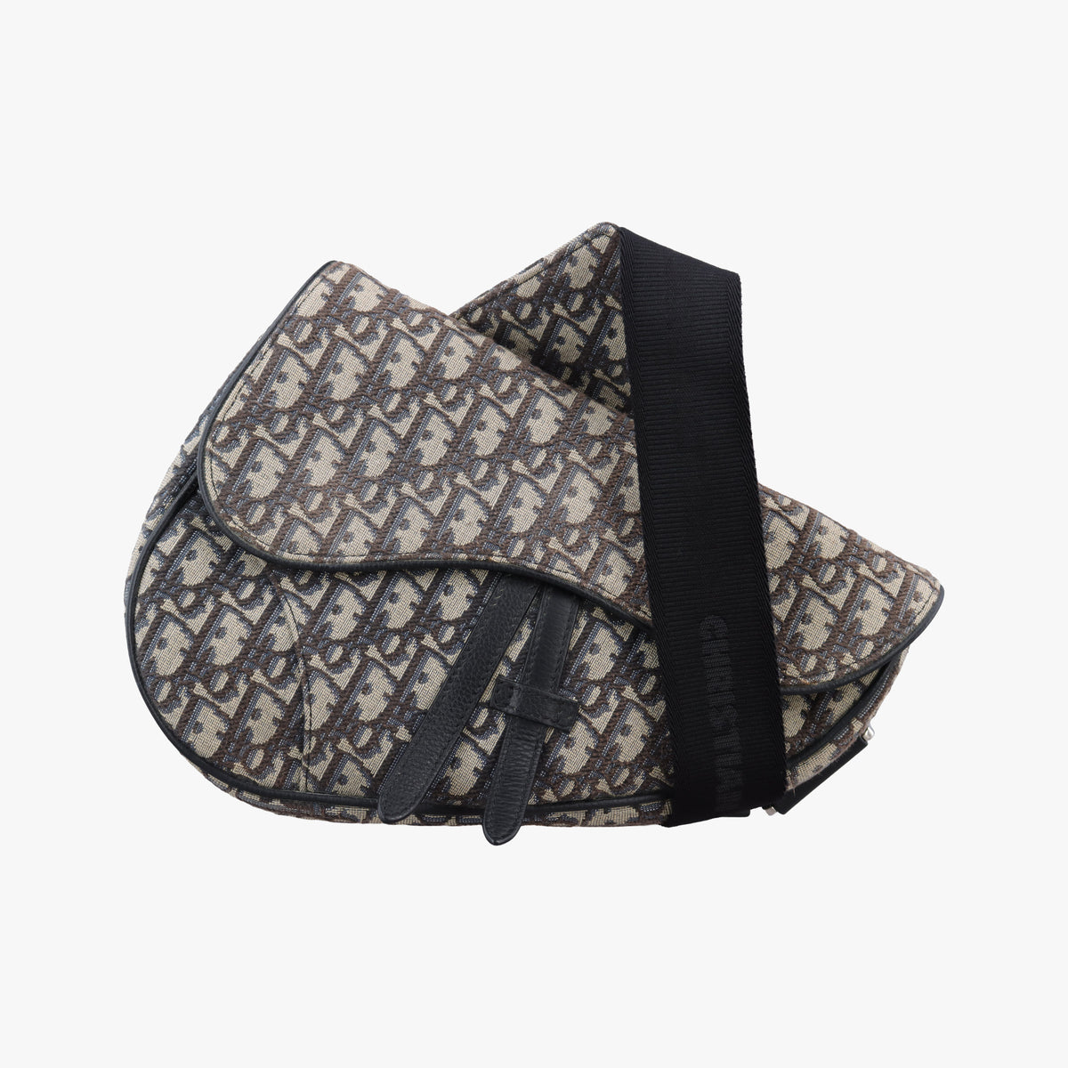 Vintage Christian Dior saddle Navy Jacquard×Leather  bum bag/waist bag | stylenewstar