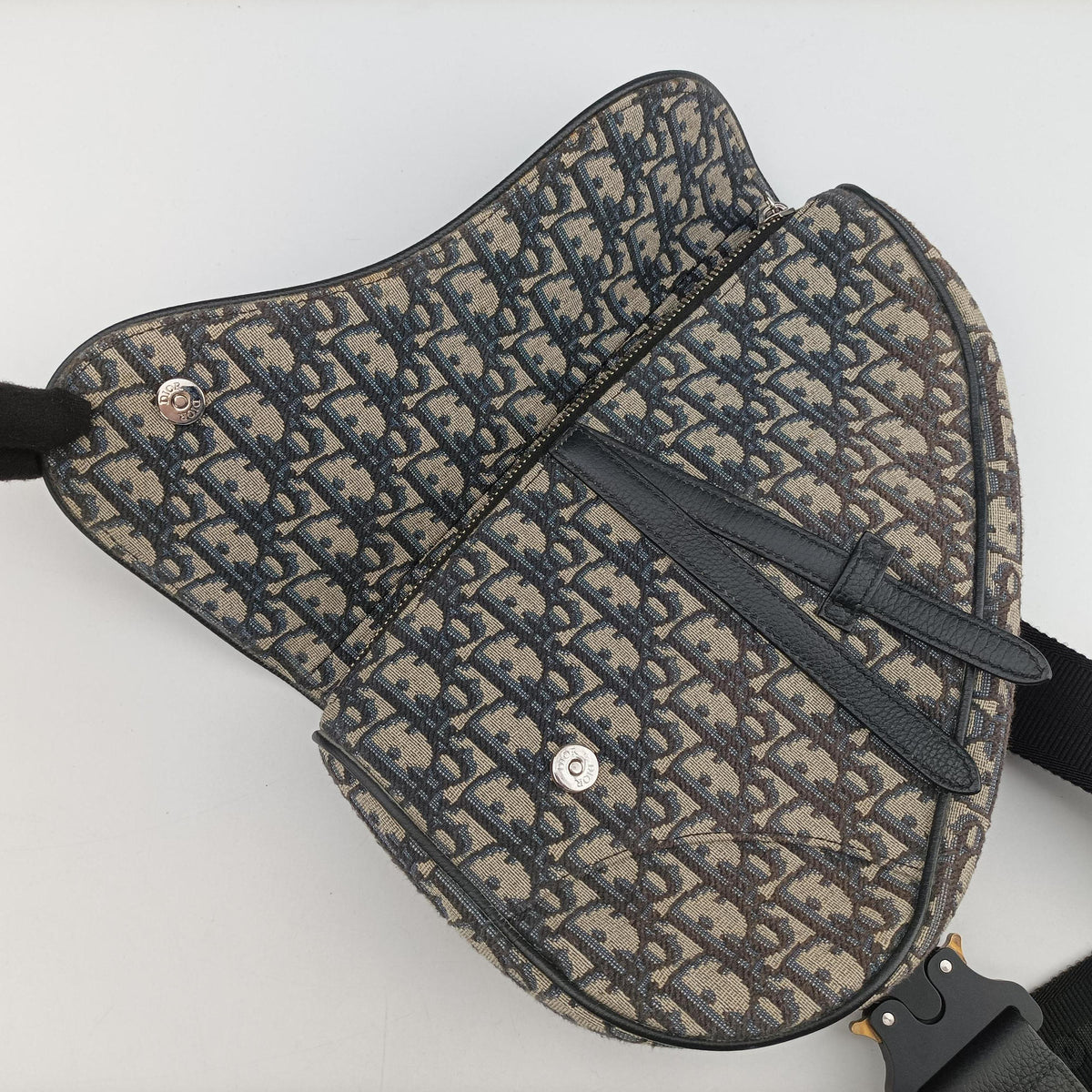 Vintage Christian Dior saddle Navy Jacquard×Leather  bum bag/waist bag | stylenewstar