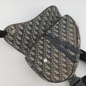 Vintage Christian Dior saddle Navy Jacquard×Leather  bum bag/waist bag | stylenewstar