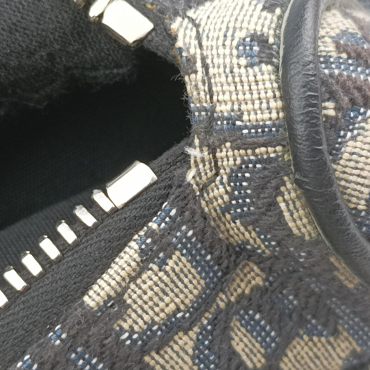 Vintage Christian Dior saddle Navy Jacquard×Leather  bum bag/waist bag | stylenewstar