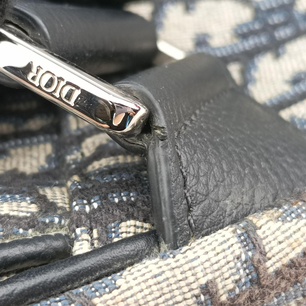 Vintage Christian Dior saddle Navy Jacquard×Leather  bum bag/waist bag | stylenewstar