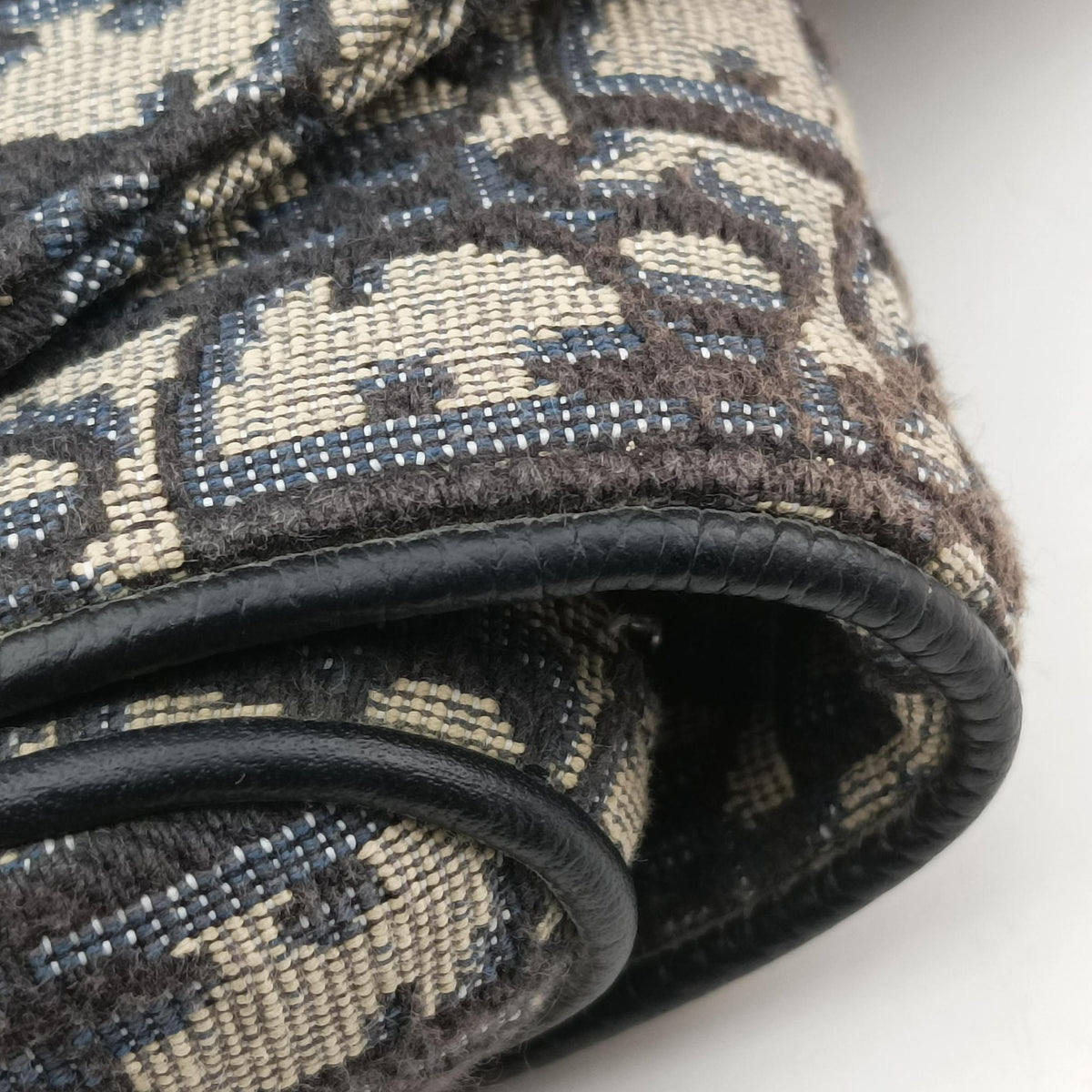 Vintage Christian Dior saddle Navy Jacquard×Leather  bum bag/waist bag | stylenewstar