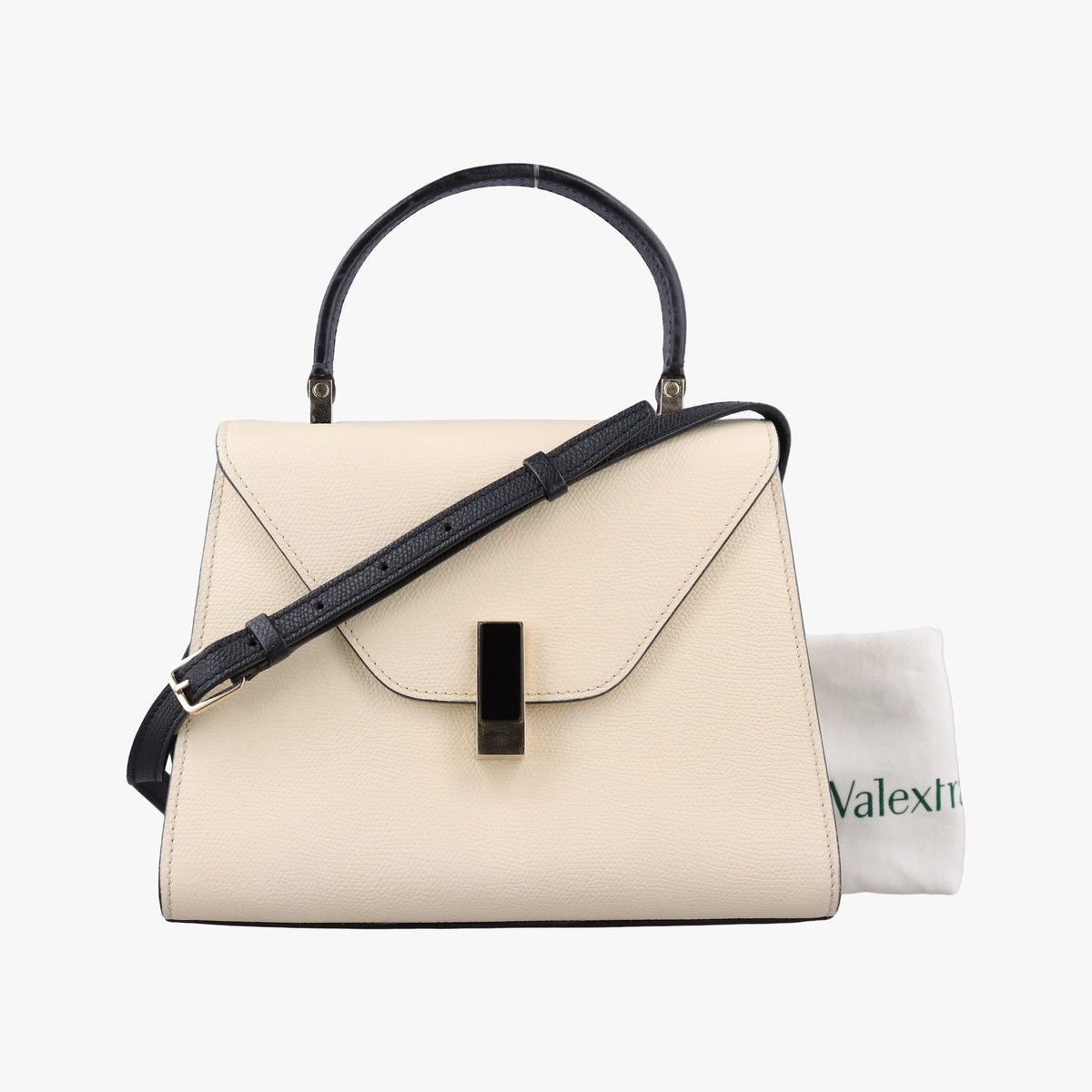 Pre-owned Valextra Iside White × Black Calfskin  shoulderbag | stylenewstar