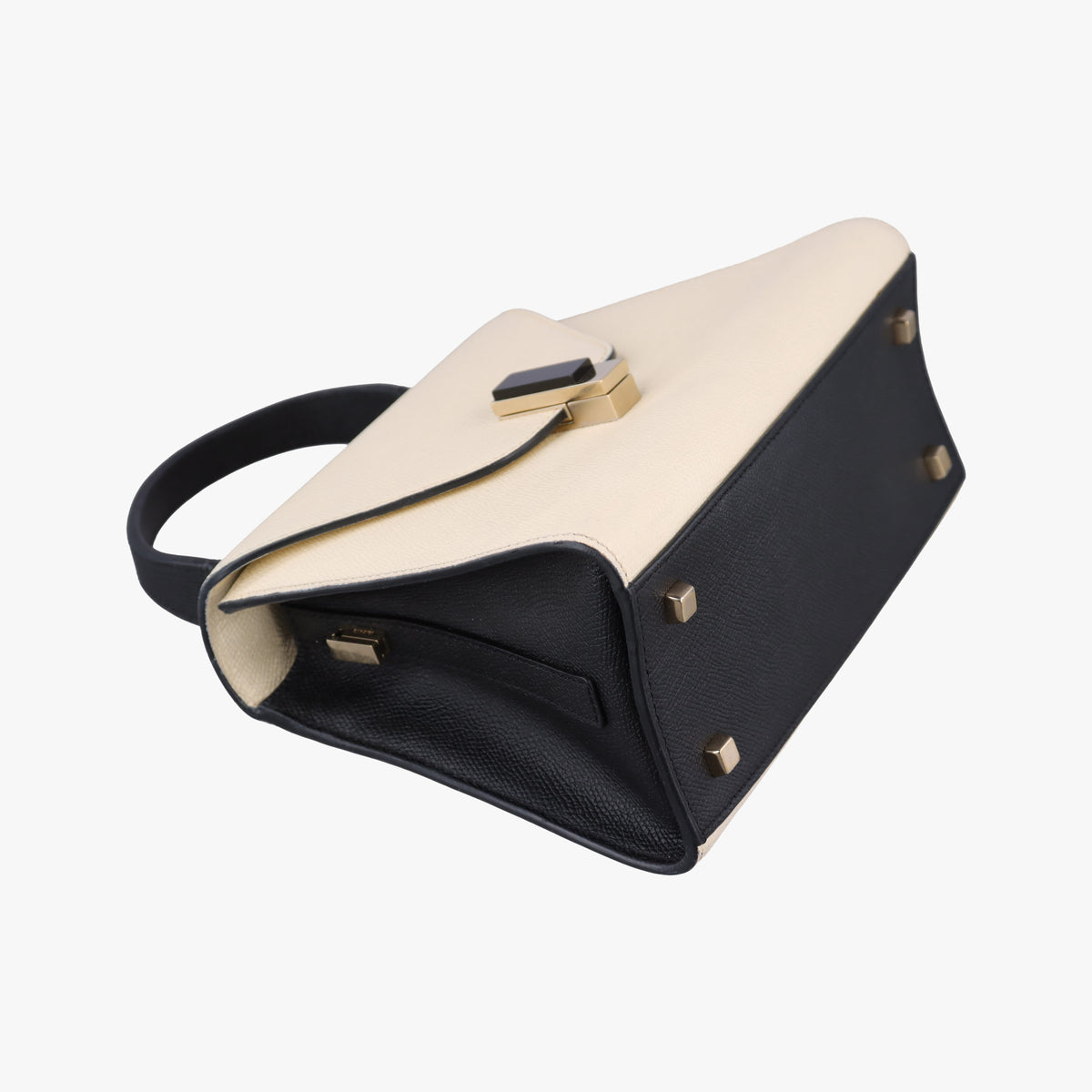 Pre-owned Valextra Iside White × Black Calfskin  shoulderbag | stylenewstar