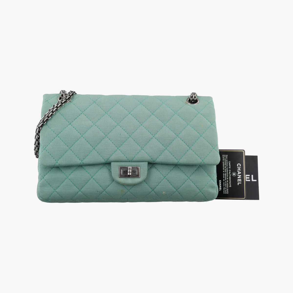 Pre-owned Chanel 2.55 Matelasse Green Fabric A66985 shoulderbag | stylenewstar